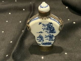Vintage Oriental Perfume Bottle Hand Painted/exquisite Metal Accents 3”x2” Stamp