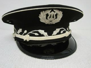 Rare Vintage H.  I.  Weiman & Sons Black Marching Band Hat W/badge - Fast