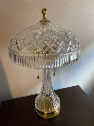 Waterford (2) Beaumont Crystal And Brass Lamps - Electric With Pull Down Chain