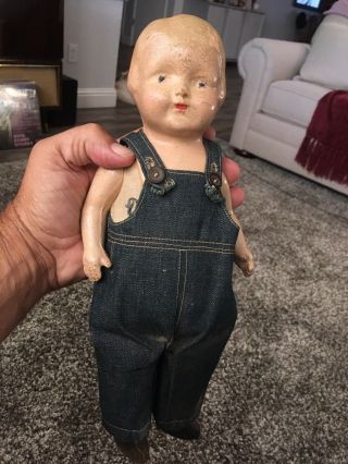 Vintage 1900’s Denim Boy Doll Bib Overalls Levi Lee Jeans