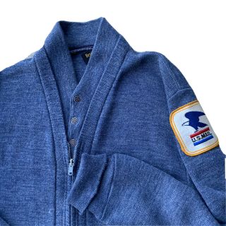 Vtg 70s Rare U.  S.  Mail Brookfield Uniform Union Made Wool Cardigan Talon Zip 42