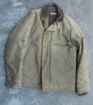 Old Relic Named Usn / Us Navy Ww2 Era Cold Weather N - 1 Jacket Size 38