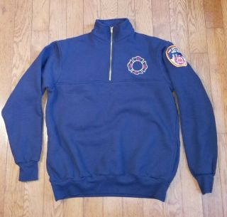 Vintage Union Line York City Fire Department Fdny 1/4 Zip 90s Sweatshirt Xxl