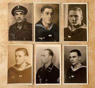 (6) Ww2 German Era Navy Kriegsmarine Photo Postcards Rppc 