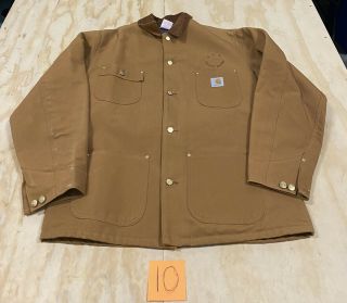 Vintage 90s Carhartt Duck Canvas Blanket Lined Chore Coat Jacket Size 42t Usa