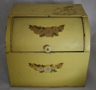 Vintage Metal Tin Bread Box Roll Top Structurally Sound Ready For Custom Paint