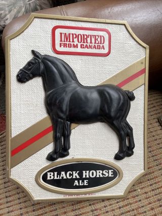 Vintage Black Horse Ale Plastic Advertising Sign Collector Bar Mancave 15.  25”x12