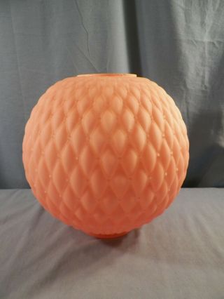 Vintage Painted Pink Ball Shade W/ Diamond Quilt Pattern 4 " Fitter 9 " Wide
