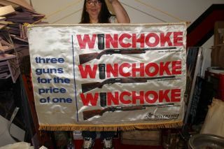 Large Vintage 1969 Winchester Winchoke Shotgun Gun Store Hunting 41 " Banner Sign