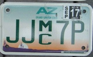 Arizona 2017 Motorcycle License Plate Jj Mc 7p ^