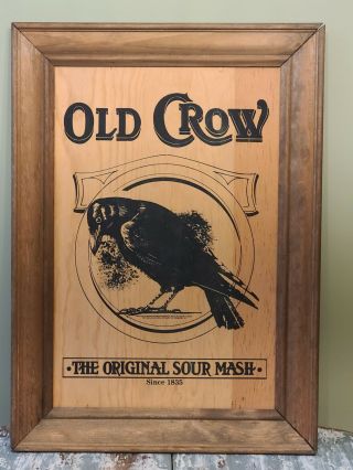 Vintage Old Crow Sour Mash Whiskey Wooden Sign Advertising Bar Man Cave 2