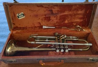 Vintage Elkhorn By Getzen Elkhorn Wis.  Trumpet Pearl Valves Horn End Dented Asis