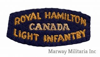 Ww2 Royal Hamilton Light Infantry Cloth Shoulder Flash (212e)