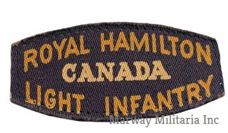 Ww2 Royal Hamilton Light Infantry Canvas Shoulder Flash (210e)