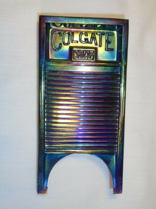 Rare Advertising Mini Colgate Soap Iridescent Glass Washboard