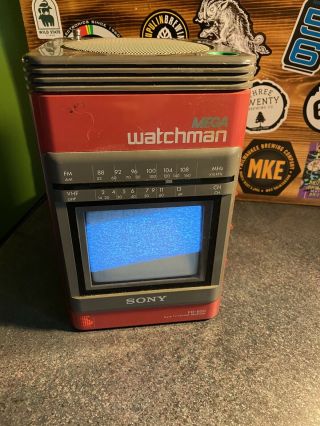 Vintage Sony Mega Watchman Tv & Radio Fd - 500,  B&w Tv Am/fm Receiver