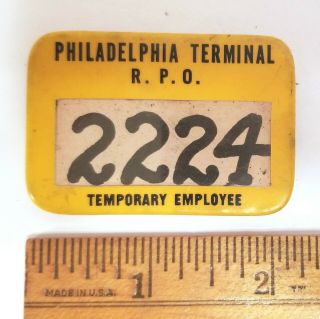 Philadelphia Terminal Railroad Post Office Employee Pin Badge