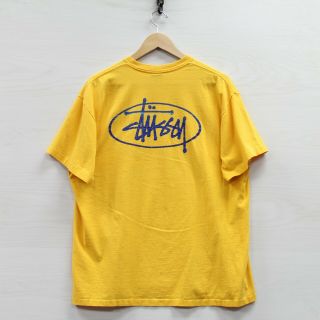 Vintage Stussy Grid T - Shirt Size Xl Yellow 90s Single Stitch Made Usa
