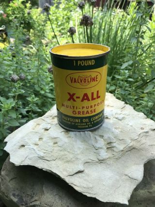 Vintage Valvoline 1 Pound Grease Can Full,  Old Oil & Lube Tin,  Freedom,  Pa.  Oil,