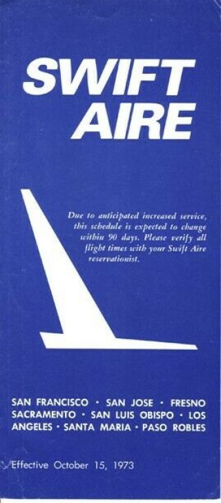 Swift Aire Timetable 1973/10/15