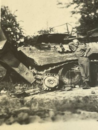 WWII Photo US German Tank Panzer Panther Armor Ko’d Captured Album Picture 2