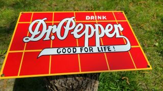 Vintage Heavy Dr.  Pepper Porcelain Gas Station Metal Soda Sign " Good For Life "