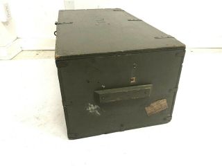 Vintage Military FOOT LOCKER Trunk chest flat top storage wood box od GREEN wwii 3