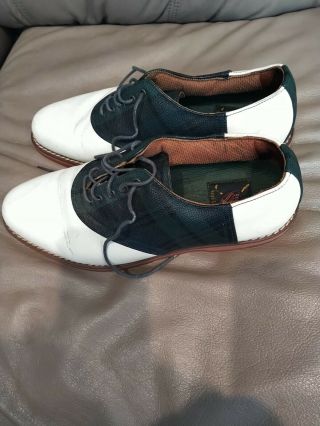 Vintage Mens Golf Shoes 9.  5d Polo Ralph Lauren Green & White Leather