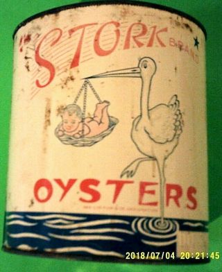 Oyster Can,  1 Gal.  (stork Brand) Grasonville,  Md,  (h.  S.  Thompson & Co. ),  No Lid