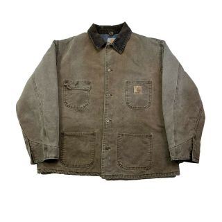 Vintage Carhartt Blanket Lined Work Jacket Mocha Brown Mens Size Xl