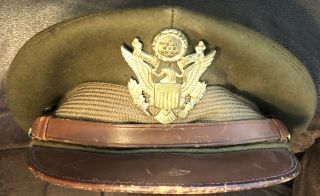 1942 Authentic World War Wwii Us Army Airforce Aaf Officer’s Crusher Cap 7 5/8