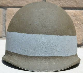 Us Ww 2 M - 1 Fb Helmet Front Seam Post War Painted Us Navy Landing Forces Band