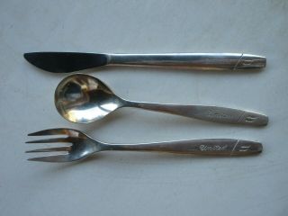 3 Piece Set United Airlines First Class Silverware - International Silver Co