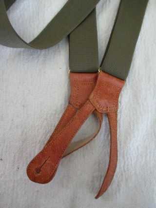 Polo Ralph Lauren Vintage Old Label Brown Stretch Leather Braces Suspenders