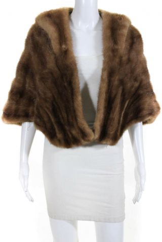 Engels Furs Womens Vintage Mink Fur Brown Stole Wrap Cape