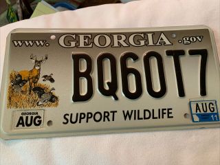 Vintage Georgia Licence Plate.  Support Wildlife.
