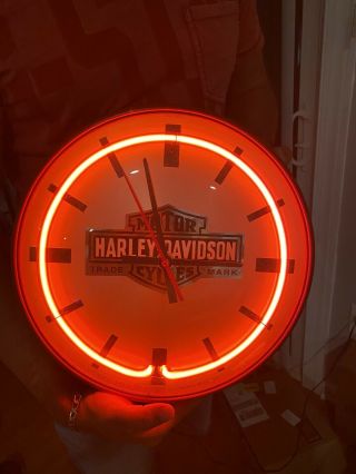 Vintage Harley - Davidson 14” Neon Light Clock