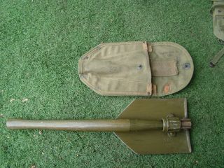 Vintage Wwii Military Us Wood 1945 Folding Trench Shovel 1943 Cover Shambo Bros