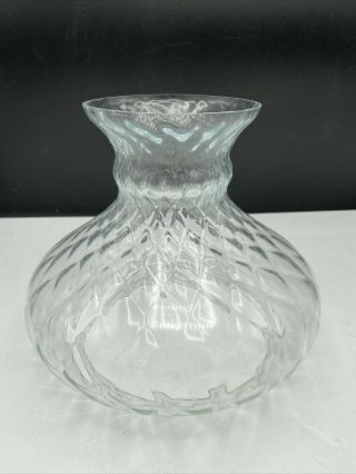 Large Antique / Vintage Clear Glass Bulbous Oil Lamp Shade