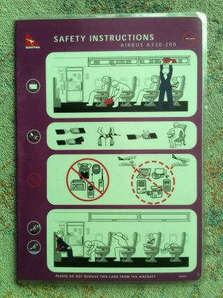 Safety Card A 330 - 200 Der Qantas Rare