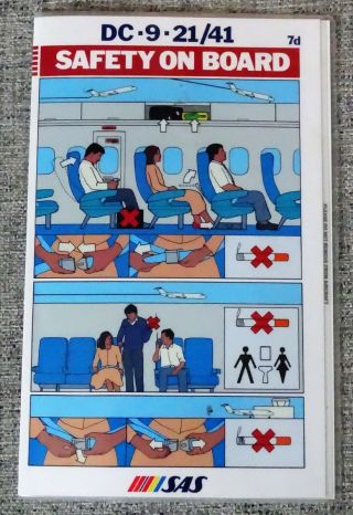 Sas Dc - 9 21/41 Airline Safety Card