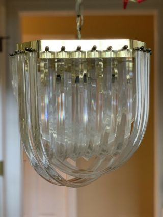 Vintage Mid Century Modern LUCITE RIBBON Banded Chandelier Carlo Nason 2