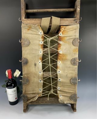 Vintage Wwii 1943 Field Gear Us Army Canvas Wood Backpack Huttig Sash & Door Co.