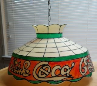 Vintage Coca Cola Tiffany Style Plastic Hanging Lamp Light