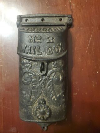 Antique Vintage Standard No.  2 Cast Iron Black Mailbox
