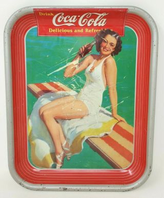 Vintage Coca Cola Tray 1939 Springboard Girl American Art Coshocton Ohio