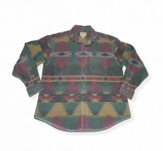 Vintage Woolrich Mens Aztec Southwest Cotton Flannel Blanket Shirt Xl Usa Made