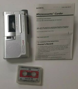 Sony Clear Voice Plus M - 560v Vor Microcassette Recorder Instructions Vtg