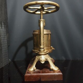 Antique French Large Duck Press Mounted on thick wooden Base 5