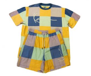 Vintage Karl Kani Colorblock Shorts & Shirt Combo Pair Men 